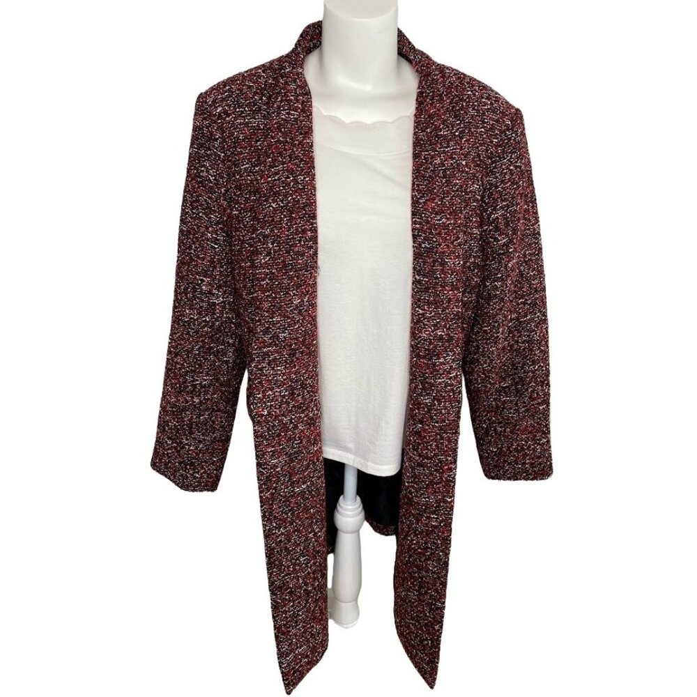 Calvin Klein Blazer Jacket Women's 18W 2X Tweed Menswear-Style Long-Length NEW - Picture 1 of 15